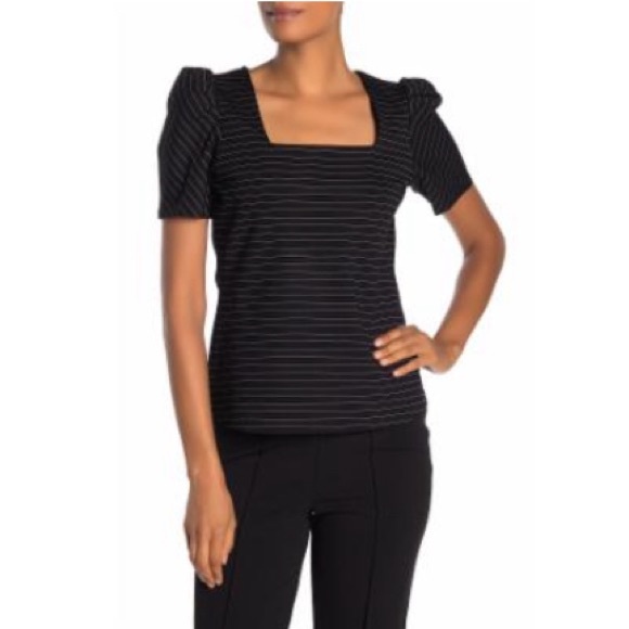 Vince Camuto Tops - NEW Vince Camuto Square Neck Puffed Sleeve Top in Rich Black Size XL New w/o Tag